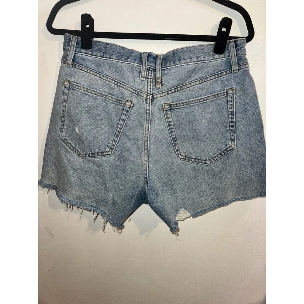 We The Free Distressed Denim Shorts Blue Cutoff Button Fly Size 29